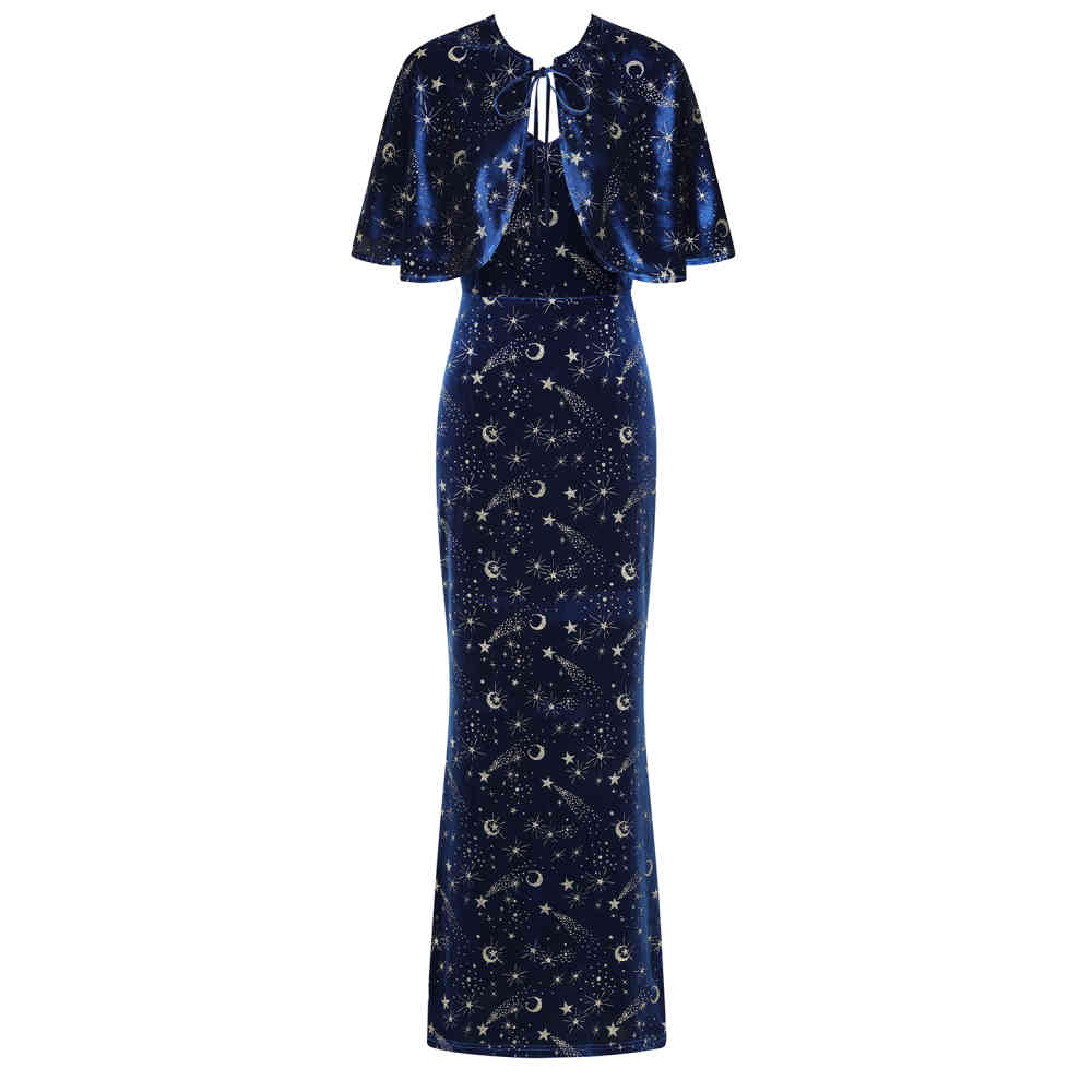 Banned - Gloria Celestial Maxi lange jurk - Blauw